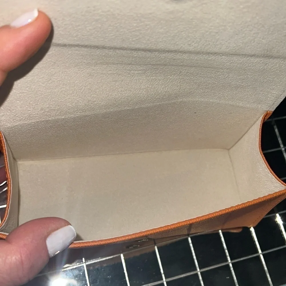 Tory Burch Crossgrain Orange Leather Large Sunglasses Case Clutch NEW